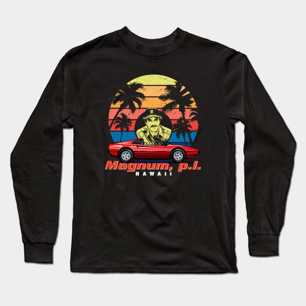 Magnum PI Retro Long Sleeve T-Shirt by Alema Art